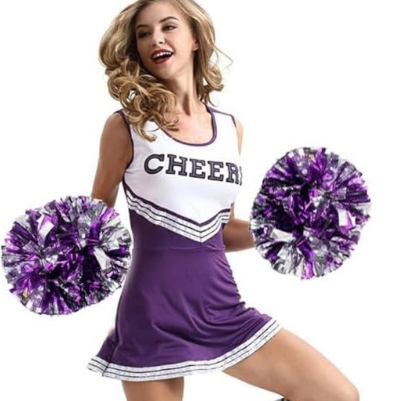 Cheerleading Pom Pom Set, Purple and Silver - Picture 1 of 7